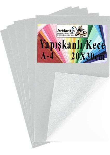 Yapışkanlı Keçe A4 20X30 cm 5 Li 1 Paket 2.0 mm Kendinden Yapışkanlı Renkli Hobi Keçesi Elişi Keçe Kumaşı Anasınıfı Kreş