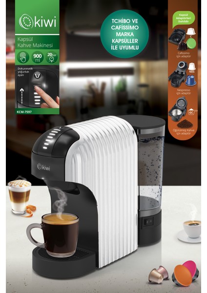 Kıwı Kcm-7597 Kapsül Kahve Makinesi Beyaz