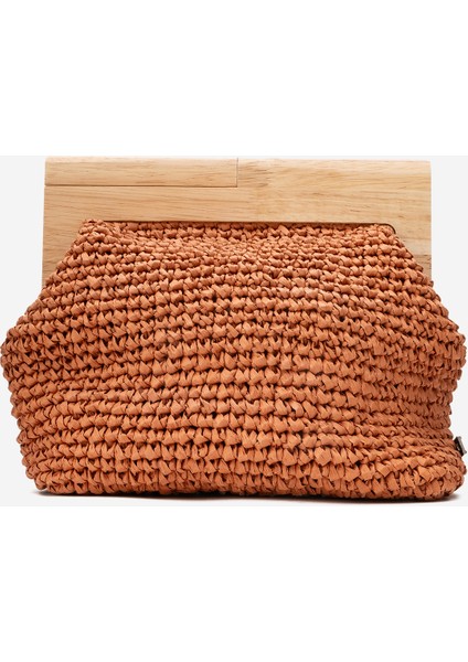 Kadın Handmade Hasır Bohem Clutch El Çantası Zy 25009 Keten