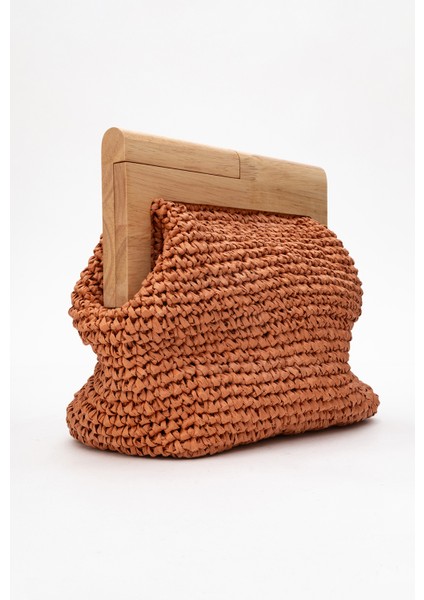 Kadın Handmade Hasır Bohem Clutch El Çantası Zy 25009 Keten