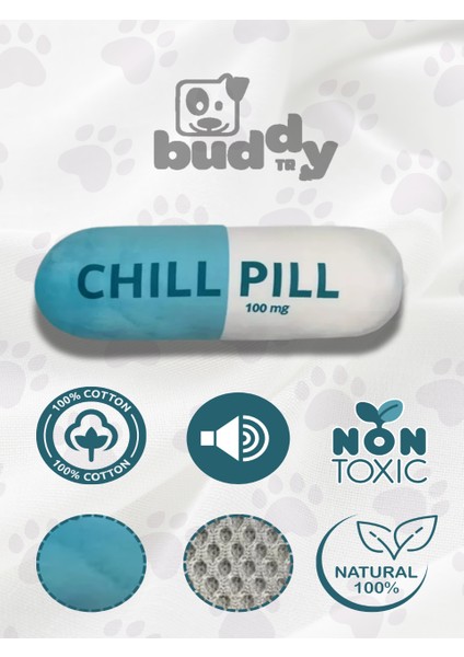 Chill Pill Peluş Mavi Köpek Oyuncağı | Sesli Yapı | Güvenli Malzeme | Renkli Tasarım