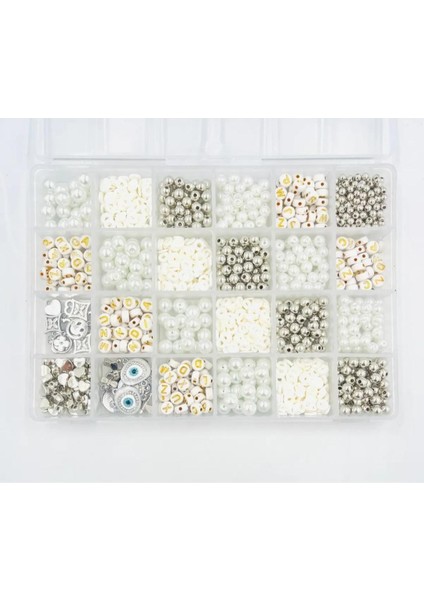 İnci Boncuk Harf Boncuk Ve Gümüş Ara Aparat Takı Bileklik Yapım Seti Hobi Malzemeleri 4