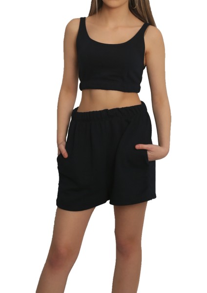 Casual Şort Crop Eşofman Takım