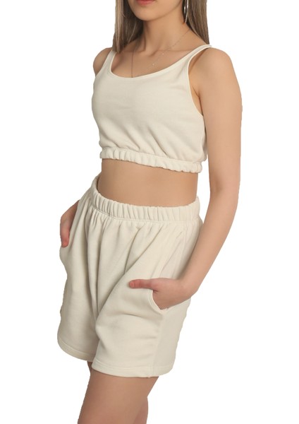 Casual Şort Crop Eşofman Takım