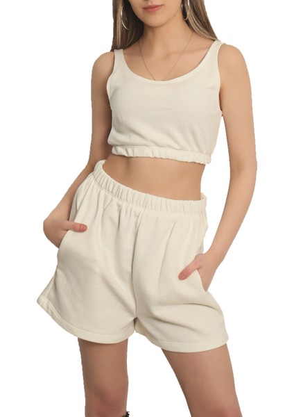 Casual Şort Crop Eşofman Takım