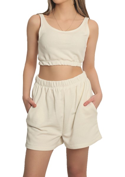 Casual Şort Crop Eşofman Takım