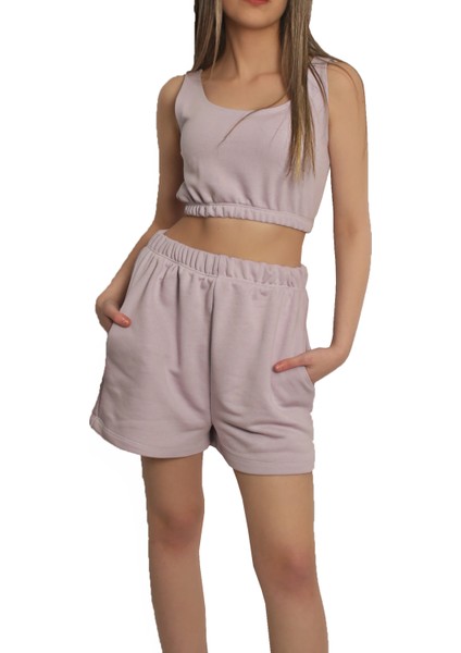 Casual Şort Crop Eşofman Takım