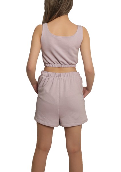 Casual Şort Crop Eşofman Takım