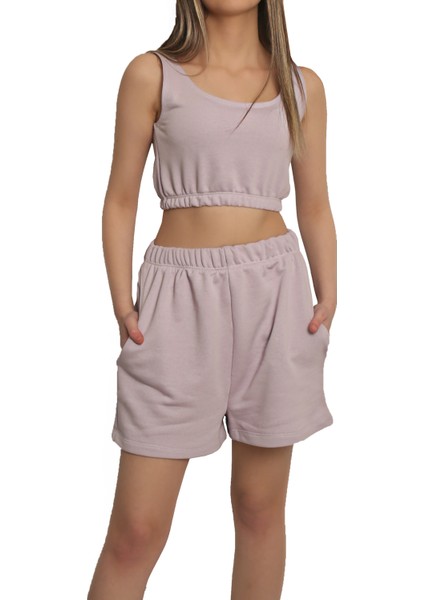Casual Şort Crop Eşofman Takım