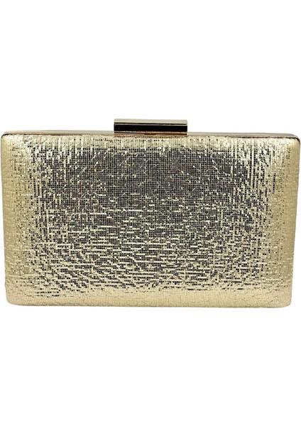 Altın Gold Dore Renk Parlak Ithal Kumaş Gece Çantası Abiye Çanta Portföy Clutch