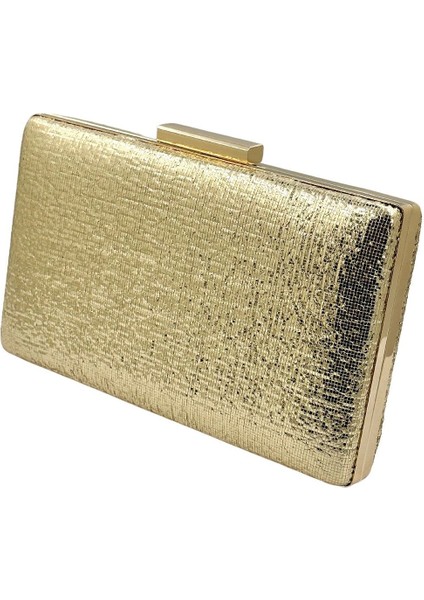 Altın Gold Dore Renk Parlak Ithal Kumaş Gece Çantası Abiye Çanta Portföy Clutch
