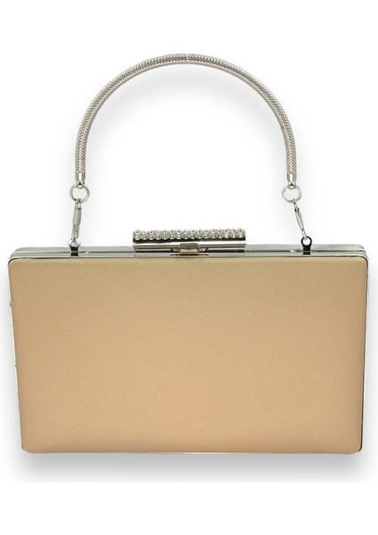 Nude Renk Çizilmeyen El Izi Yapmayan Mat Saten Abiye Çanta Gece Çantası Portföy Clutch Düğün Nişan