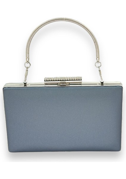 Lacivert Çizilmeyen El Izi Yapmayan Mat Saten Abiye Çanta Gece Çantası Portföy Clutch Düğün Nişan