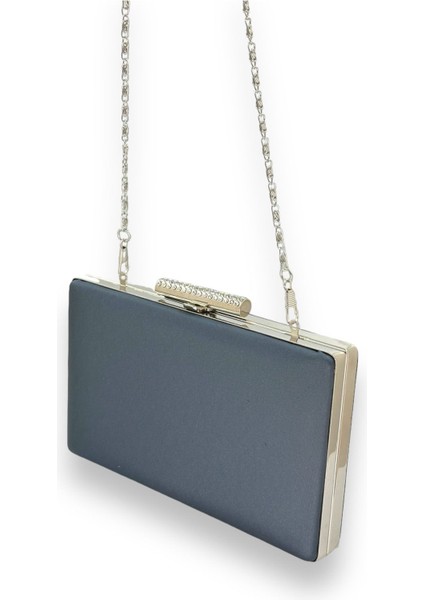 Lacivert Çizilmeyen El Izi Yapmayan Mat Saten Abiye Çanta Gece Çantası Portföy Clutch Düğün Nişan