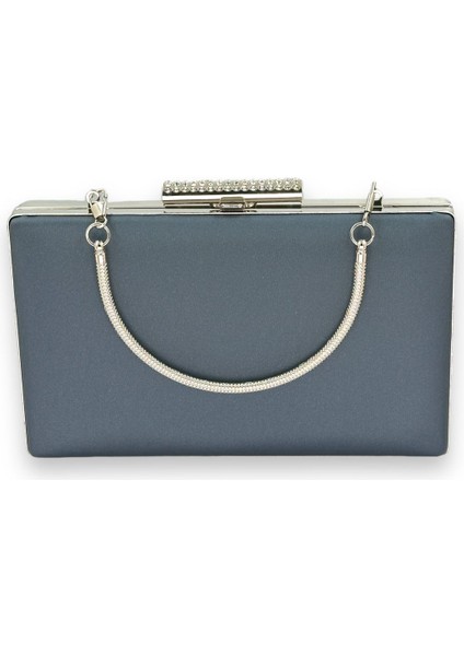 Lacivert Çizilmeyen El Izi Yapmayan Mat Saten Abiye Çanta Gece Çantası Portföy Clutch Düğün Nişan