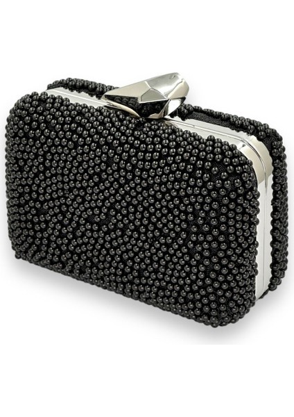 Mini Boy Siyah Incili Abiye Çanta Gelin Çantası Abiye Çanta Gece Çantası Portföy Clutch Mezuniyet