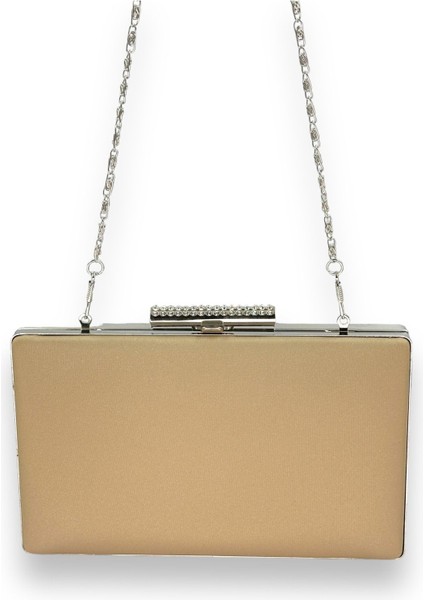 Nude Renk Çizilmeyen El Izi Yapmayan Mat Saten Abiye Çanta Gece Çantası Portföy Clutch Düğün Nişan