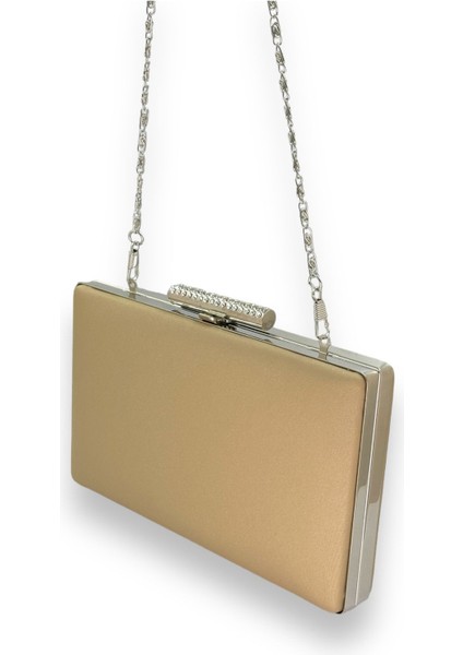 Nude Renk Çizilmeyen El Izi Yapmayan Mat Saten Abiye Çanta Gece Çantası Portföy Clutch Düğün Nişan
