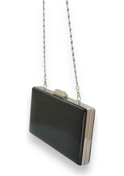 Siyah Renk Mat Cilt Deri Abiye Çanta Incili Abiye Çanta Portföy Çanta Portföy Clutch Düğün