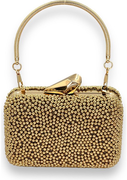 Mini Boy Altın Gold Dore Renk Incili Abiye Çanta Gelin Çantası Gece Çantası Portföy Clutch Mezuniyet