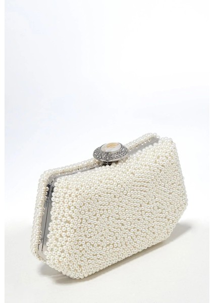 Incili Abiye Çanta Sedef Renk Gelin Çantası Abiye Çanta Gece Çantası Portföy Clutch