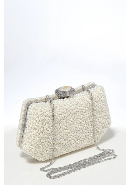 Incili Abiye Çanta Sedef Renk Gelin Çantası Abiye Çanta Gece Çantası Portföy Clutch