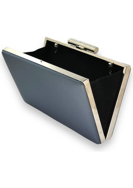 Lacivert Çizilmeyen El Izi Yapmayan Mat Saten Abiye Çanta Gece Çantası Portföy Clutch Düğün