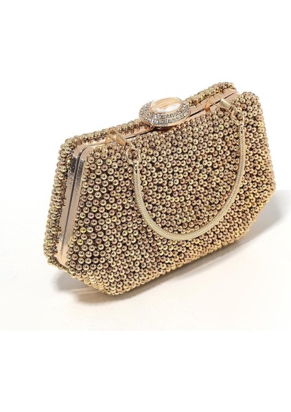 Altın Renk Incili Abiye Çanta Sedef Renk Gelin Çantası Abiye Çanta Gece Çantası Portföy Clutch