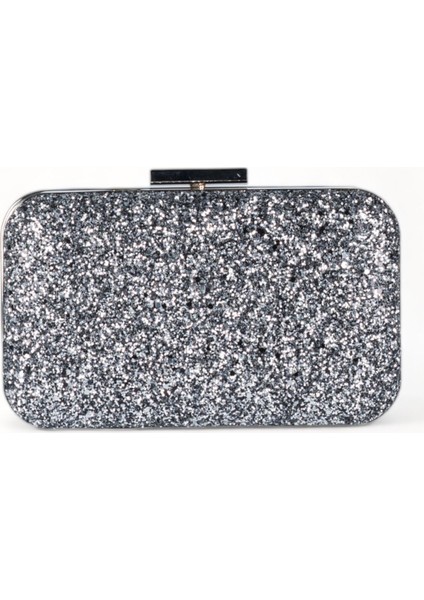 Antrasit Gri Renk Pullu Pul Payet Çanta Gece Çantası Abiye Çanta Portföy Clutch