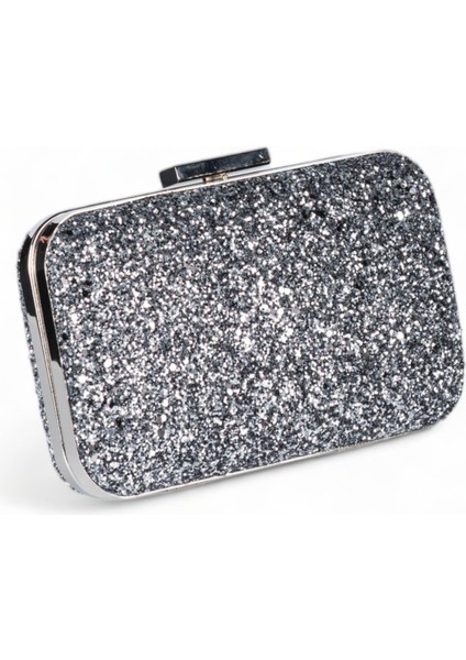 Antrasit Gri Renk Pullu Pul Payet Çanta Gece Çantası Abiye Çanta Portföy Clutch