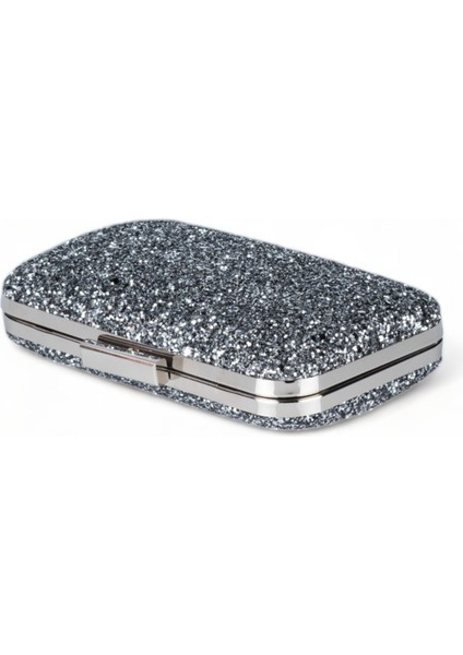 Antrasit Gri Renk Pullu Pul Payet Çanta Gece Çantası Abiye Çanta Portföy Clutch