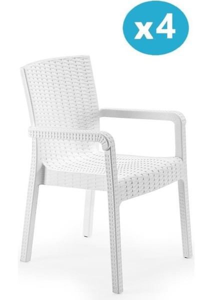 SY-2527 Royale Hasır Desenli Rattan Bahçe Koltuk Sandalye 4'lü Set