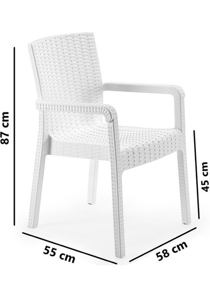 SY-2527 Royale Hasır Desenli Rattan Bahçe Koltuk Sandalye 4'lü Set