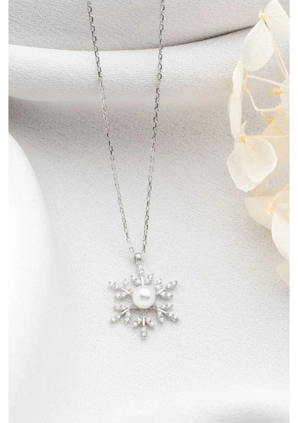 925 Ayar Gümüş Incili Kar Tanesi Kolye fiyatları