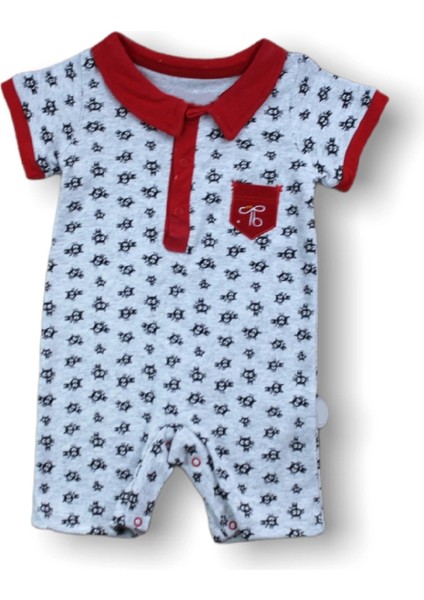 B 6-9 9-12 12-18 Ay Galaksi Baskılı Çıtçıtlı Kısa Kollu Erkek Bebek Tulumu