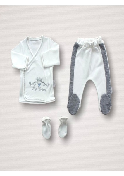 B Süper Prens Nakışlı %100 Cotton Antibakteriyel 10LU Zıbın Takımı Hastane Çıkışı modelleri