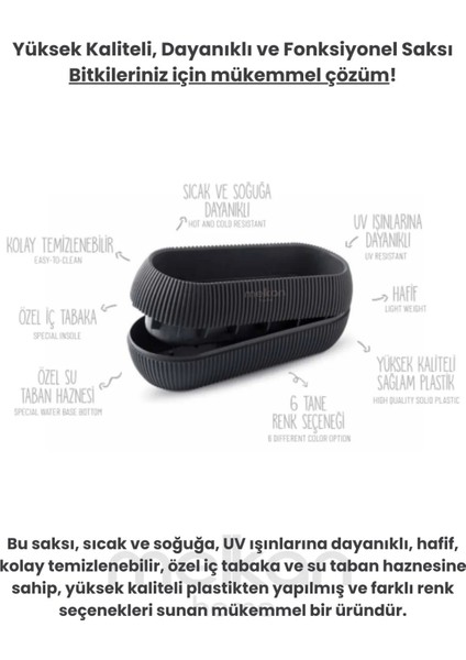 Modern Premium Mini Saksı 0,55L Kaktüs, Sukulent, Çiçek Saksısı Dekoratif Çizgi Desenli Uzun Saksı modelleri