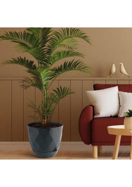 Modern Elmas Desenli Saksı 15 Litre - Dekoratif Saksı, Büyük Boy Yuvarlak Saksı 32,5X28,5 cm modelleri