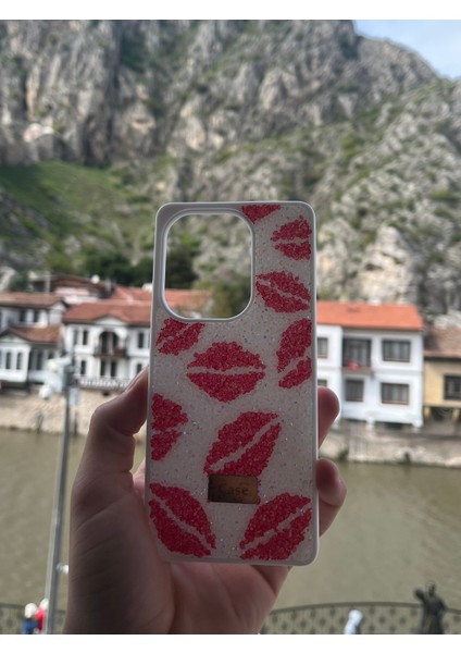 Xiaomi Redmi Note 13 Pro 4g Uyumlu Kılıf Öpücük Dudak Desenli Simli Parıltılı Dökülmez Taşlı Kapak