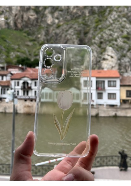 Samsung Galaxy A35 Uyumlu Kılıf Kamera Korumalı Gül Desenli Baskılı Şeffaf Yumuşak Kapak