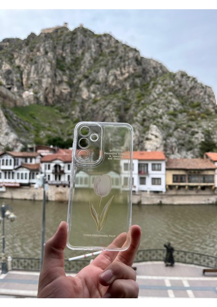 Samsung Galaxy A35 Uyumlu Kılıf Kamera Korumalı Gül Desenli Baskılı Şeffaf Yumuşak Kapak