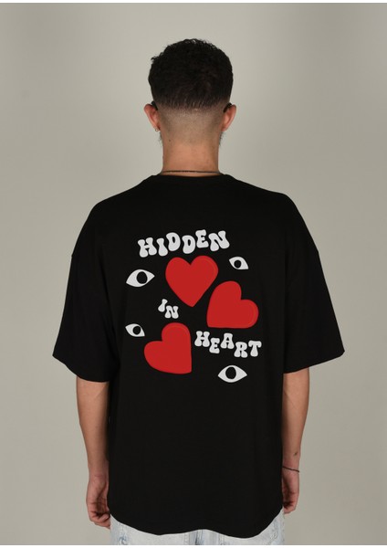 Heart Siyah Baskılı T-Shirt