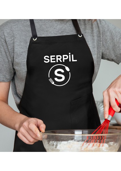 Kişiye Özel Isimli Siyah Şef Önlüğü, Aşçı Önlüğü, Şef Önlüğü