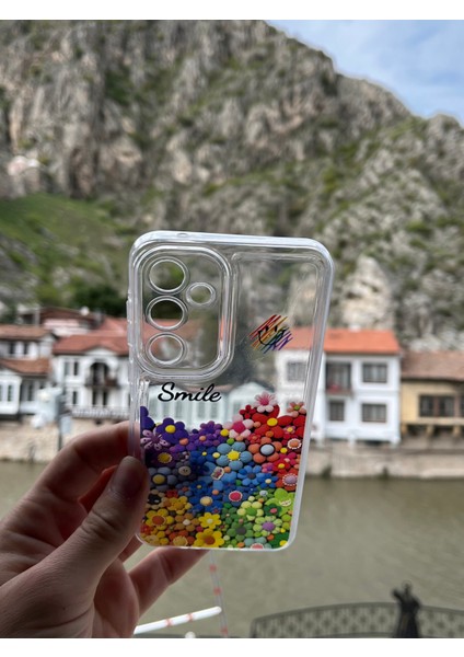 Samsung Galaxy A16 Uyumlu Kılıf Kamera Korumalı Gülümseme Çiceği Baloncuk Baskılı Şeffaf Kapak fiyatları