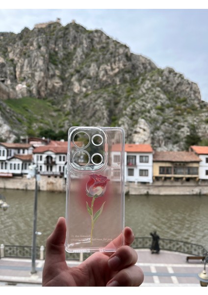 Xiaomi Note 13 Pro 4g Uyumlu Kılıf Kamera Korumalı Gül Desenli Baskılı Şeffaf Yumuşak Kapak