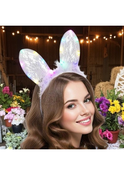 Vıp Kalite Beyaz Dantelli LED Işıklı Tavşan Tacı Kostüm Aksesuarları Bekarlığa Veda Tacı fiyatları