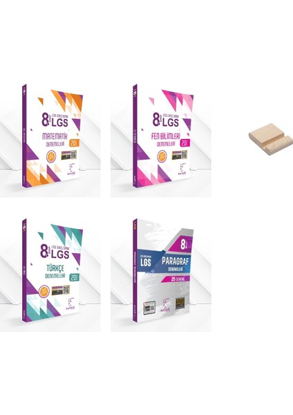 Lgs 8. Sınıf Matematik Fen Türkçe ve Paragraf 4lü Branş Denemeleri + Telefon Tutucu