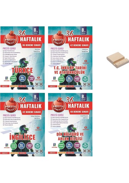 Lgs 8. Sınıf Prestij Serisi Haftalık Türkçe Inkılap Ingilizce ve Din Sözel 4lü Deneme Seti + Telefon Tutucu