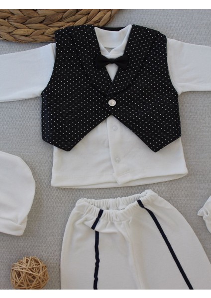 0-6 Ay Yelekli Papyon Smokin Erkek Bebek Hediyelik, Mevlütlük, Sünnetlik 5 Parça Takım fiyatları