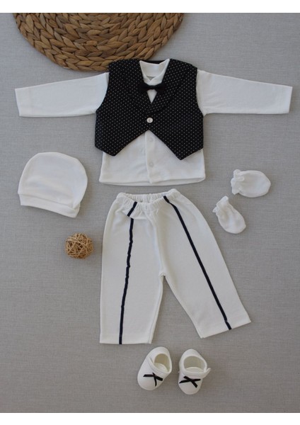 0-6 Ay Yelekli Papyon Smokin Erkek Bebek Hediyelik, Mevlütlük, Sünnetlik 5 Parça Takım modelleri
